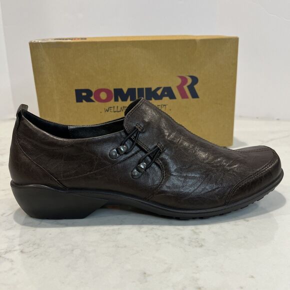Romika NEW Shoes Citylight Brown Leather Slip On Comfort Casual Loafers EU43 12 - Picture 3 of 15